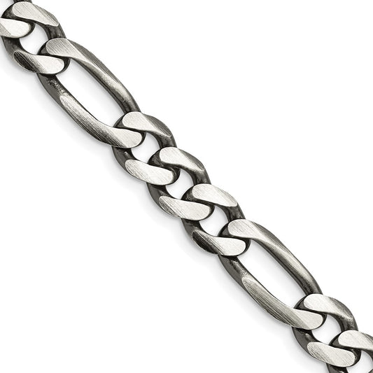 High-Quality Antiqued Sterling Silver 7.75mm Figaro Chain - Stylish Value!
