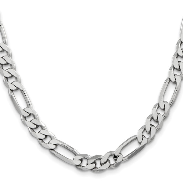 Rhodium-Plated Sterling Silver Figaro Chain 7.75mm - Style GR1-1032877