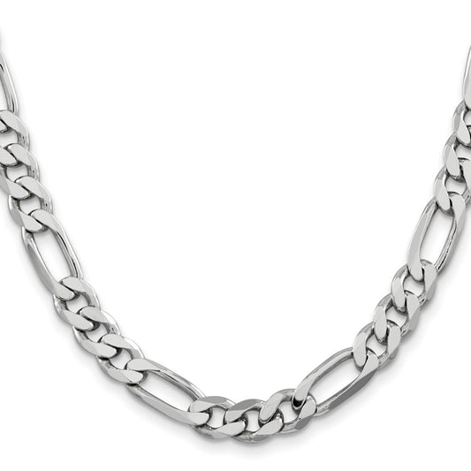 Exclusive Rhodium-Plated Sterling Silver Figaro Chain 7.75mm - Stylish Value