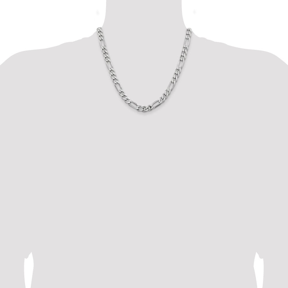 High-Quality Rhodium-Plated Sterling Silver 7.75mm Figaro Chain - Stylish Value!