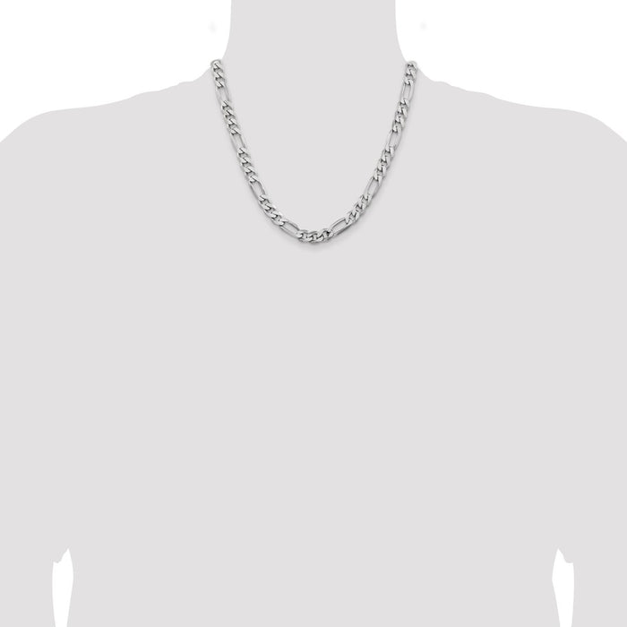 High-Quality Rhodium-Plated Sterling Silver 7.75mm Figaro Chain - Stylish Value!-4