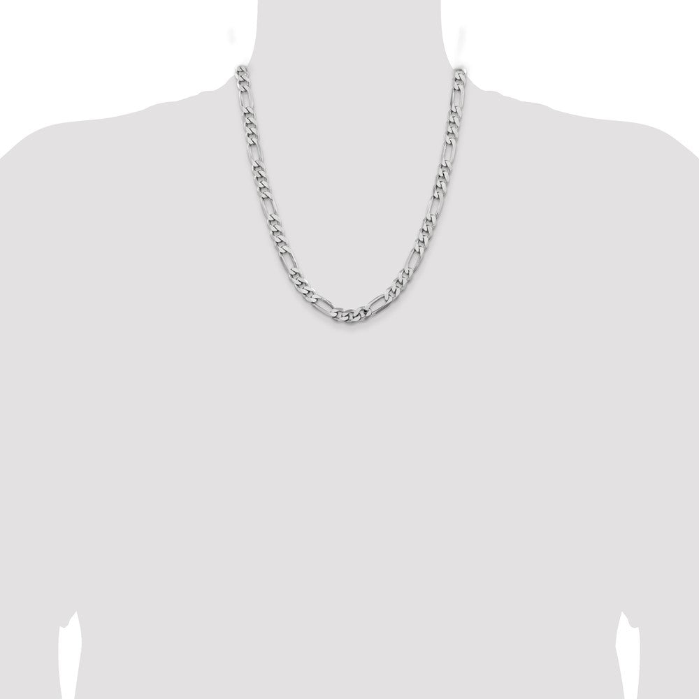 Exclusive Rhodium-Plated Sterling Silver Figaro Chain 7.75mm - Stylish Value