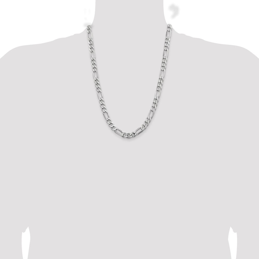 Buy Stylish Rhodium-Plated Sterling Silver Figaro Chain - 7.75mm, Affordable Luxury