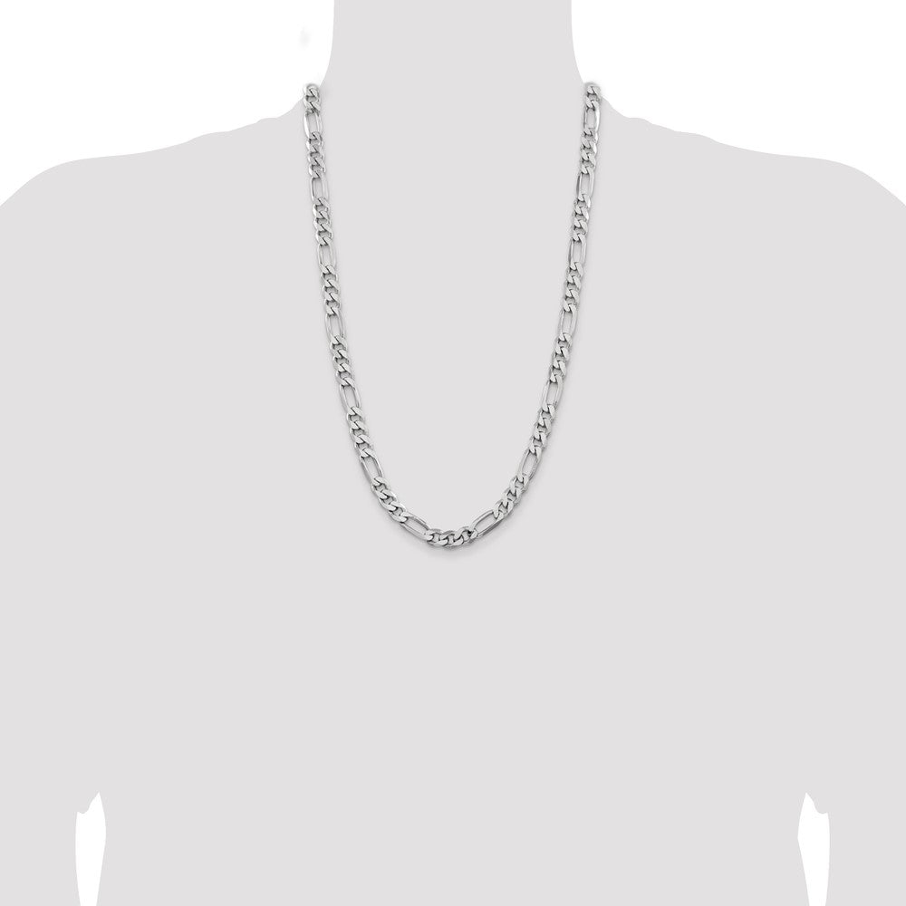Buy Stylish Rhodium-Plated Sterling Silver 7.75mm Figaro Chain - Luxury Value