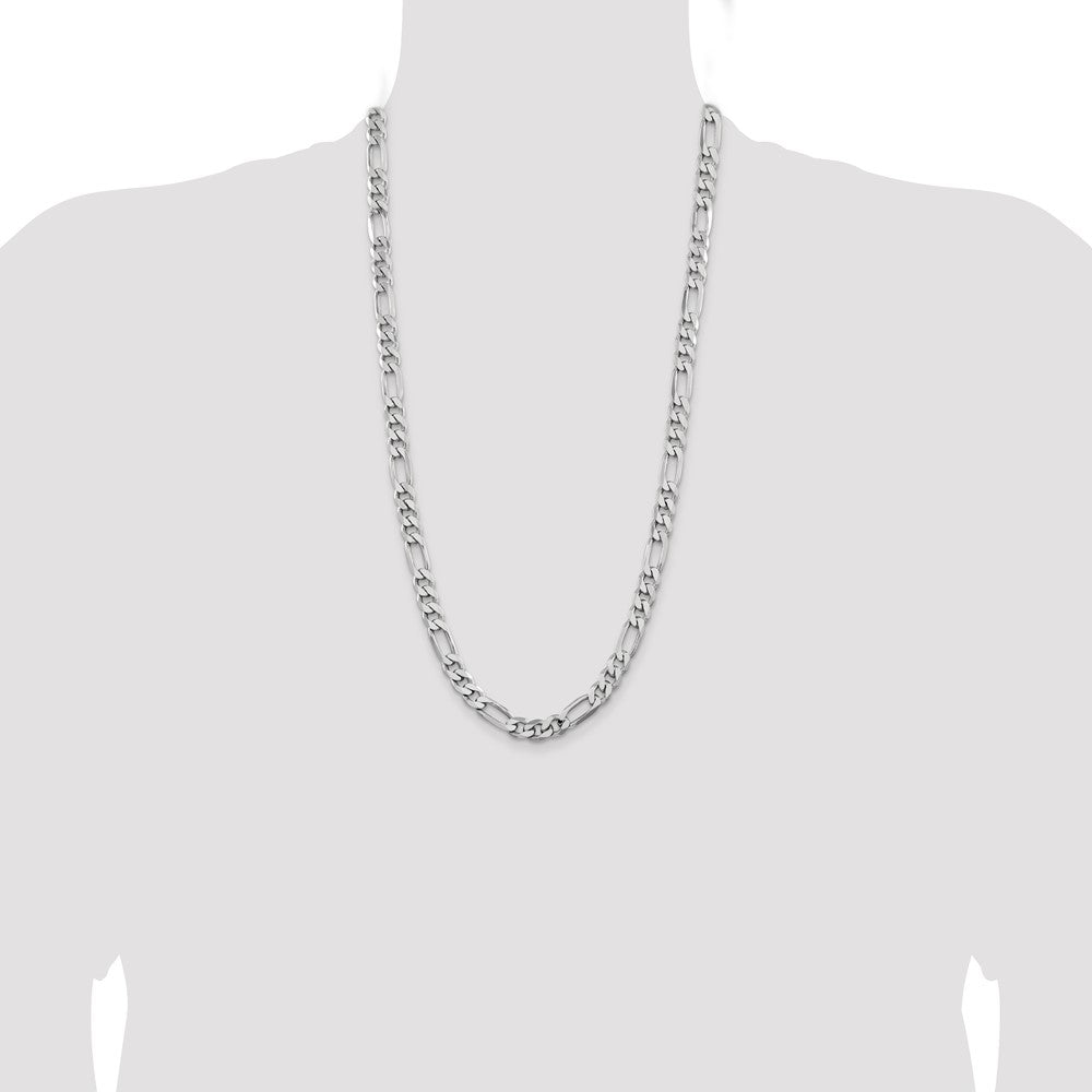 Buy Stylish Rhodium-Plated Sterling Silver Figaro Chain 7.75mm - Affordable Luxury
