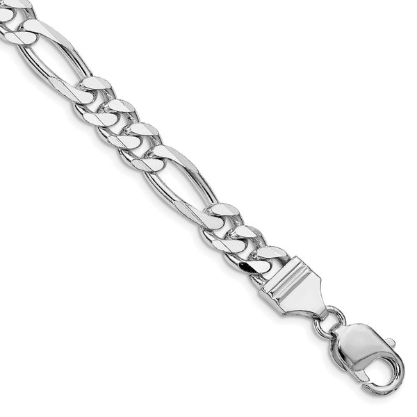 7.75mm Rhodium-Plated Sterling Silver Figaro Chain