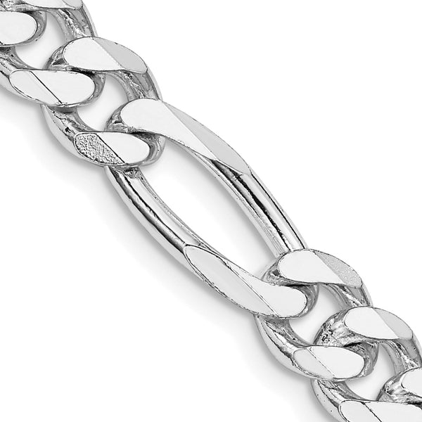 Rhodium-Plated Sterling Silver Figaro Chain - 7.75mm