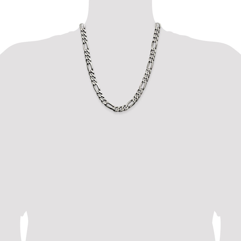Buy Stylish Antiqued Sterling Silver 9mm Figaro Chain - Affordable Luxury