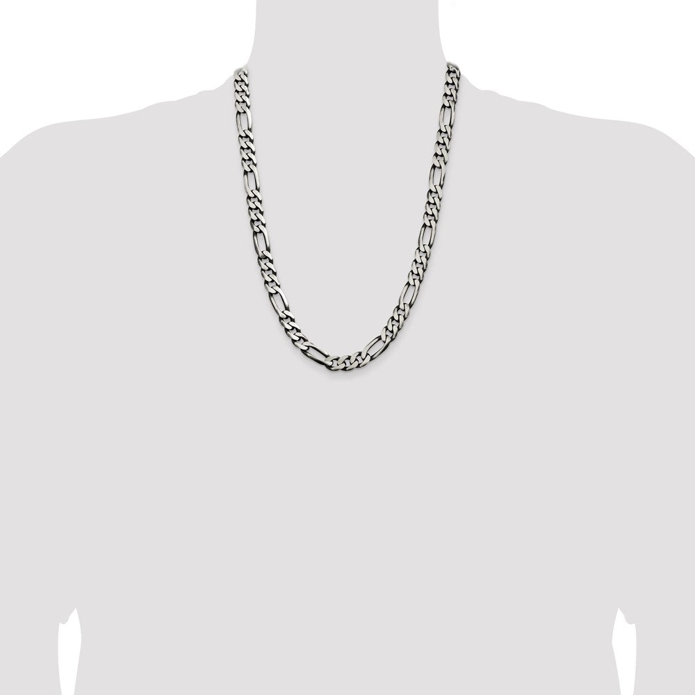 Buy Stylish 9mm Antiqued Sterling Silver Figaro Chain - Affordable Luxury