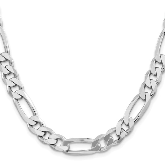 Buy Stylish 9mm Rhodium-Plated Sterling Silver Figaro Chain | Affordable Luxury