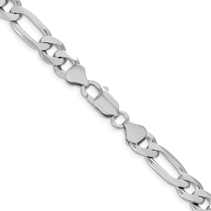 Buy Stylish Rhodium-Plated Sterling Silver 9mm Figaro Chain - Affordable Luxury!-3