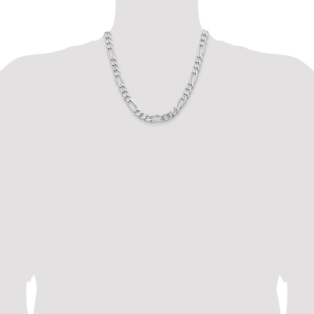 Buy Stylish Rhodium-Plated Sterling Silver 9mm Figaro Chain - Affordable Luxury
