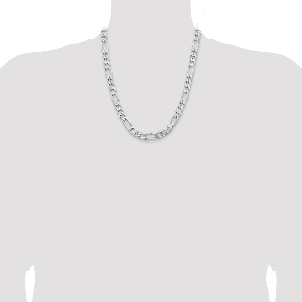 Buy Stylish Rhodium-Plated Sterling Silver 9mm Figaro Chain - Affordable Luxury