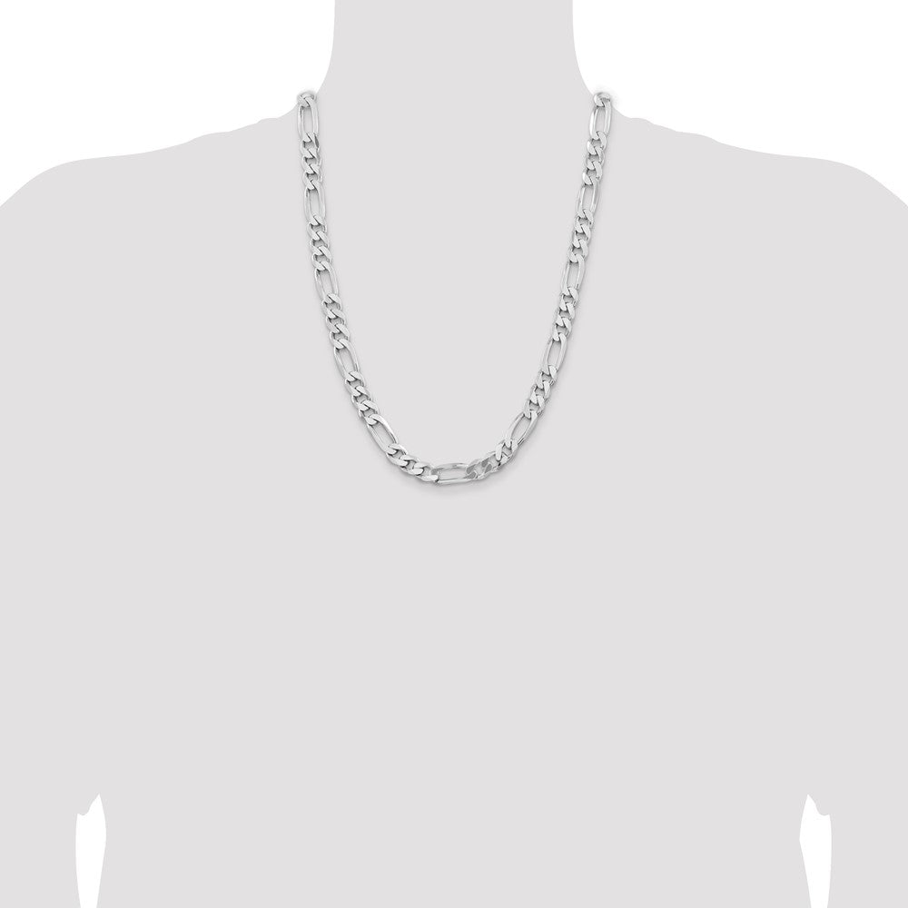 Buy Stylish Rhodium-Plated Sterling Silver 9mm Figaro Chain - Affordable Luxury!