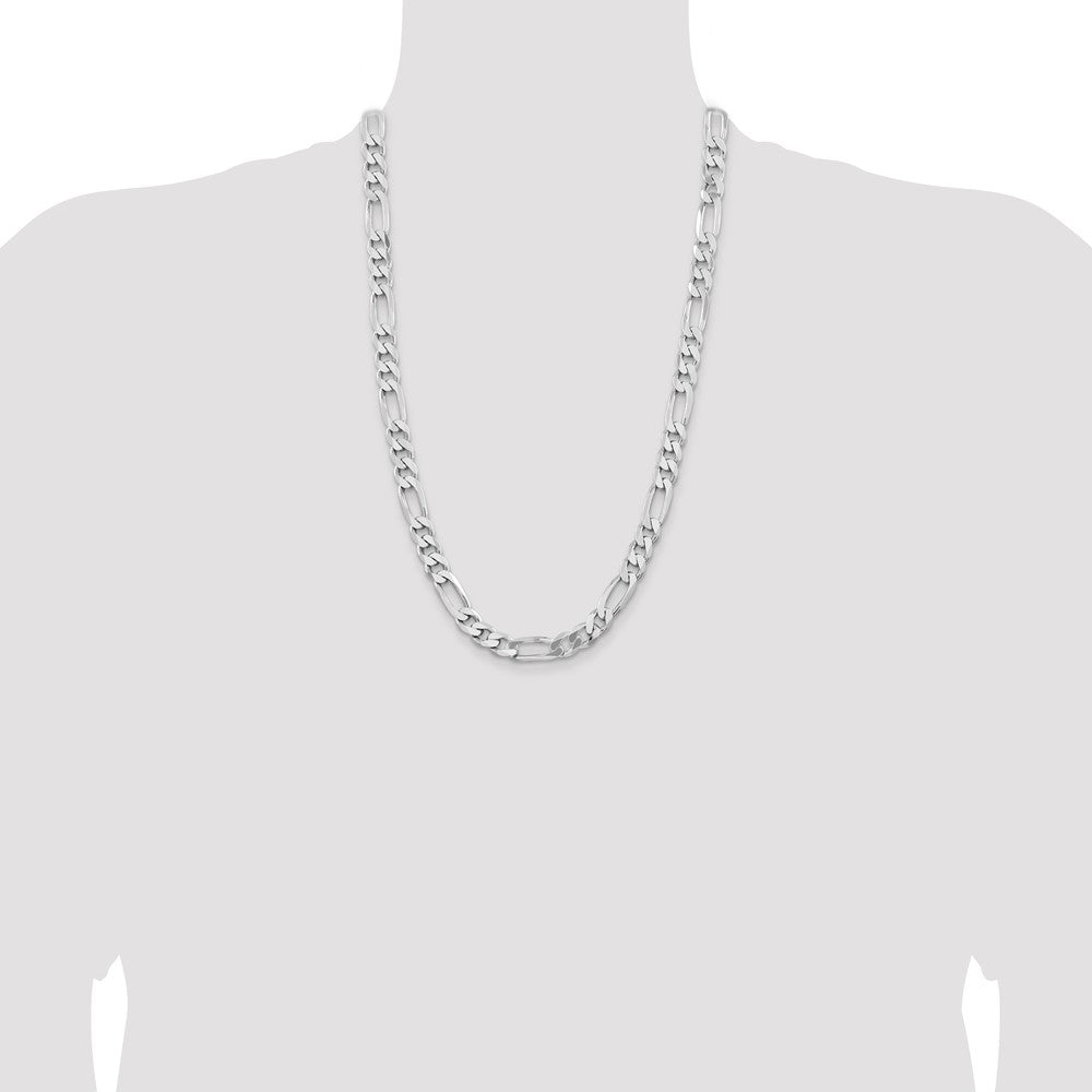 Buy Stylish 9mm Rhodium-Plated Sterling Silver Figaro Chain | Affordable Luxury
