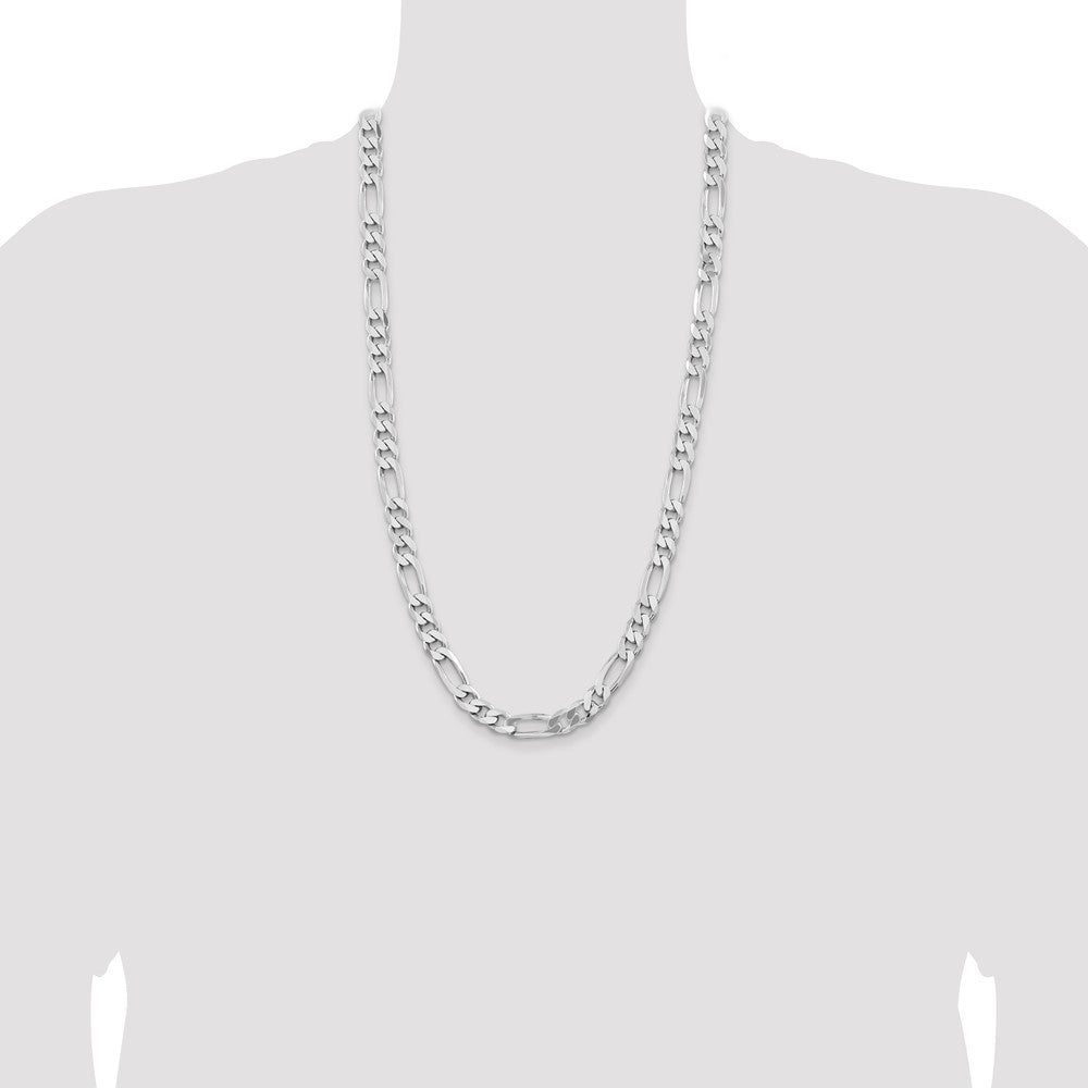 High-Quality Rhodium-Plated Sterling Silver 9mm Figaro Chain - Stylish Value!