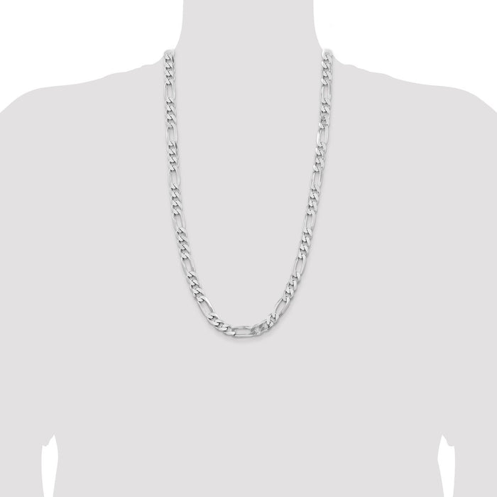 High-Quality Rhodium-Plated Sterling Silver 9mm Figaro Chain - Stylish Value!-4