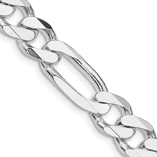 Rhodium-Plated Sterling Silver 9mm Figaro Chain