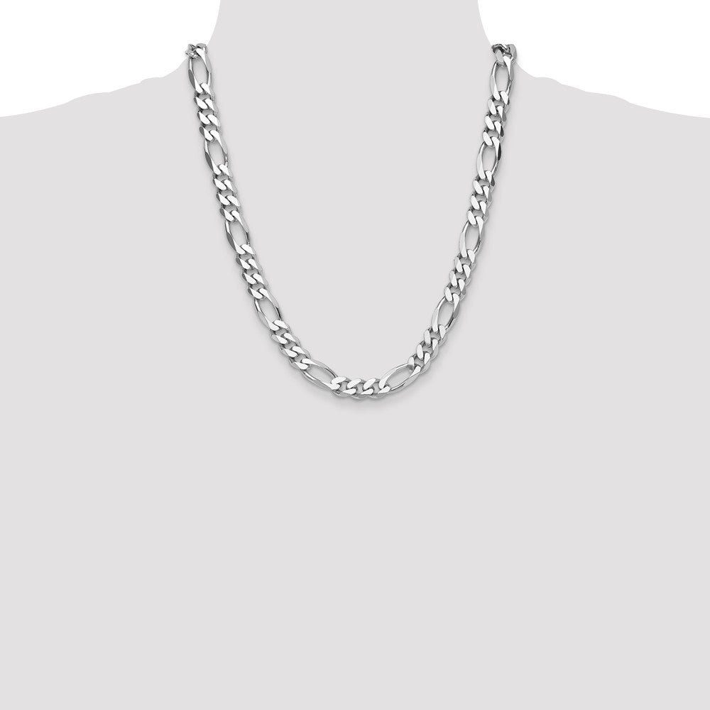 High-Quality Rhodium-Plated 10.2mm Figaro Chain | Stylish Sterling Silver Value