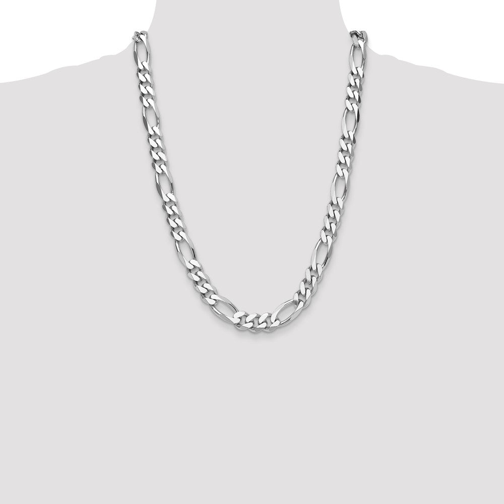 Buy Stylish 10.2mm Rhodium-Plated Sterling Silver Figaro Chain - Value Price