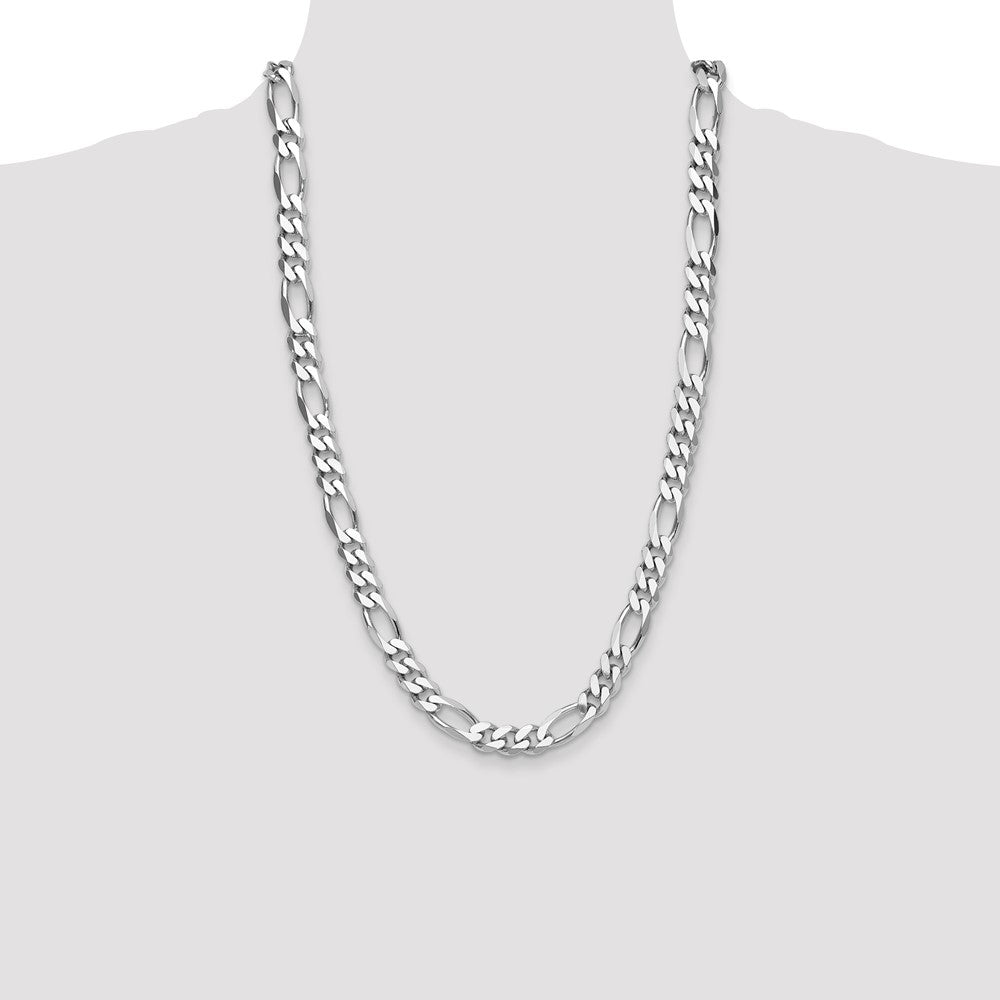 Exclusive Rhodium-Plated Sterling Silver 10.2mm Figaro Chain - Stylish Value