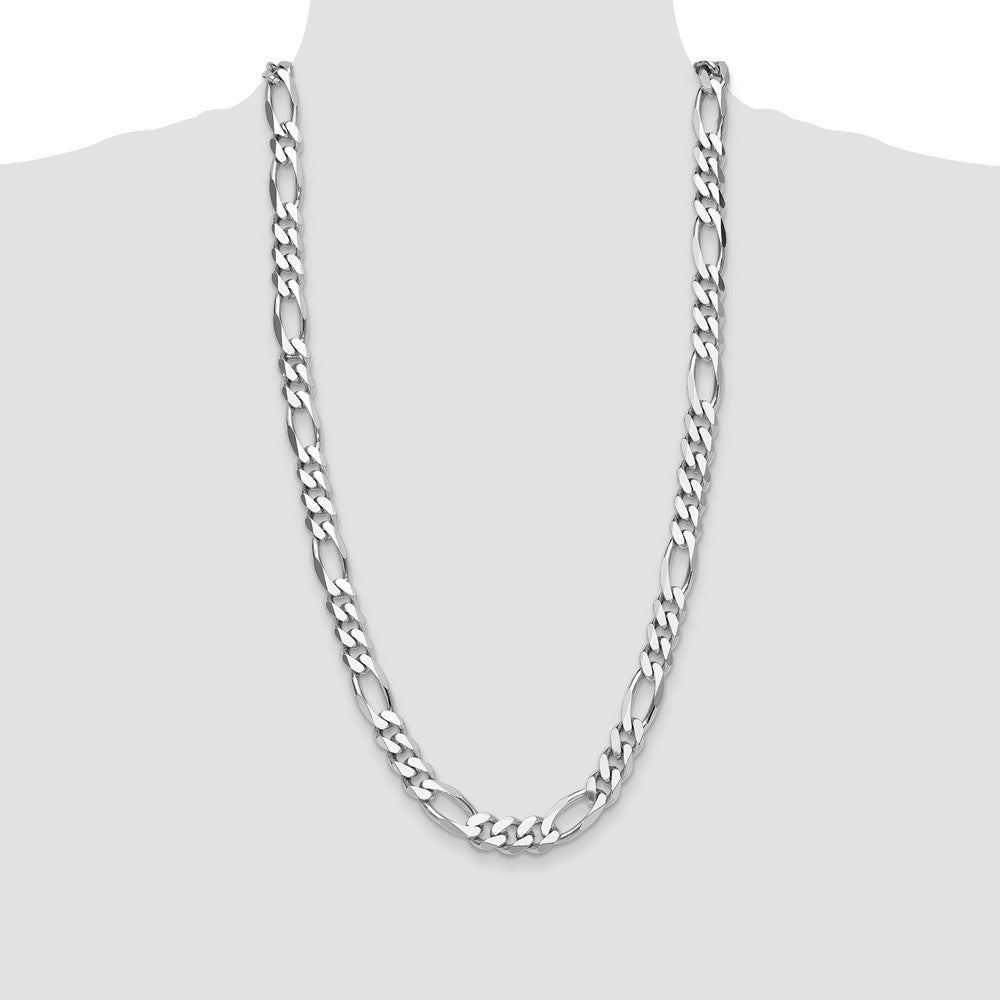 Buy Stylish 10.2mm Rhodium-Plated Sterling Silver Figaro Chain - Luxury Value!