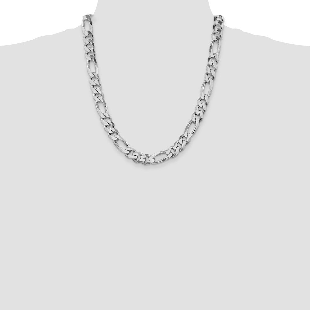 Buy Exclusive 10.75mm Rhodium-Plated Sterling Silver Figaro Chain | Stylish Value