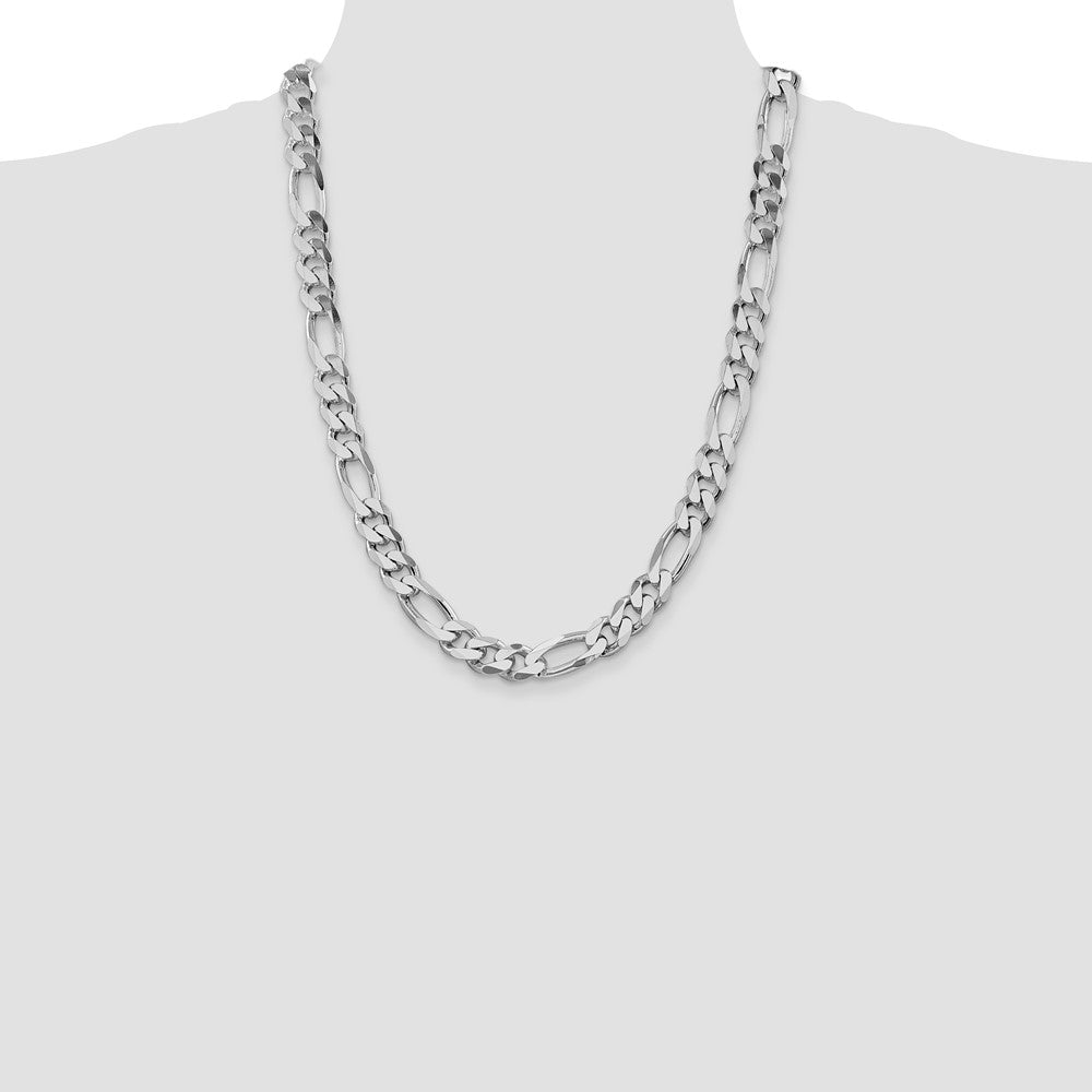 Buy Stylish Rhodium-Plated Sterling Silver 10.75mm Figaro Chain - Affordable Elegance