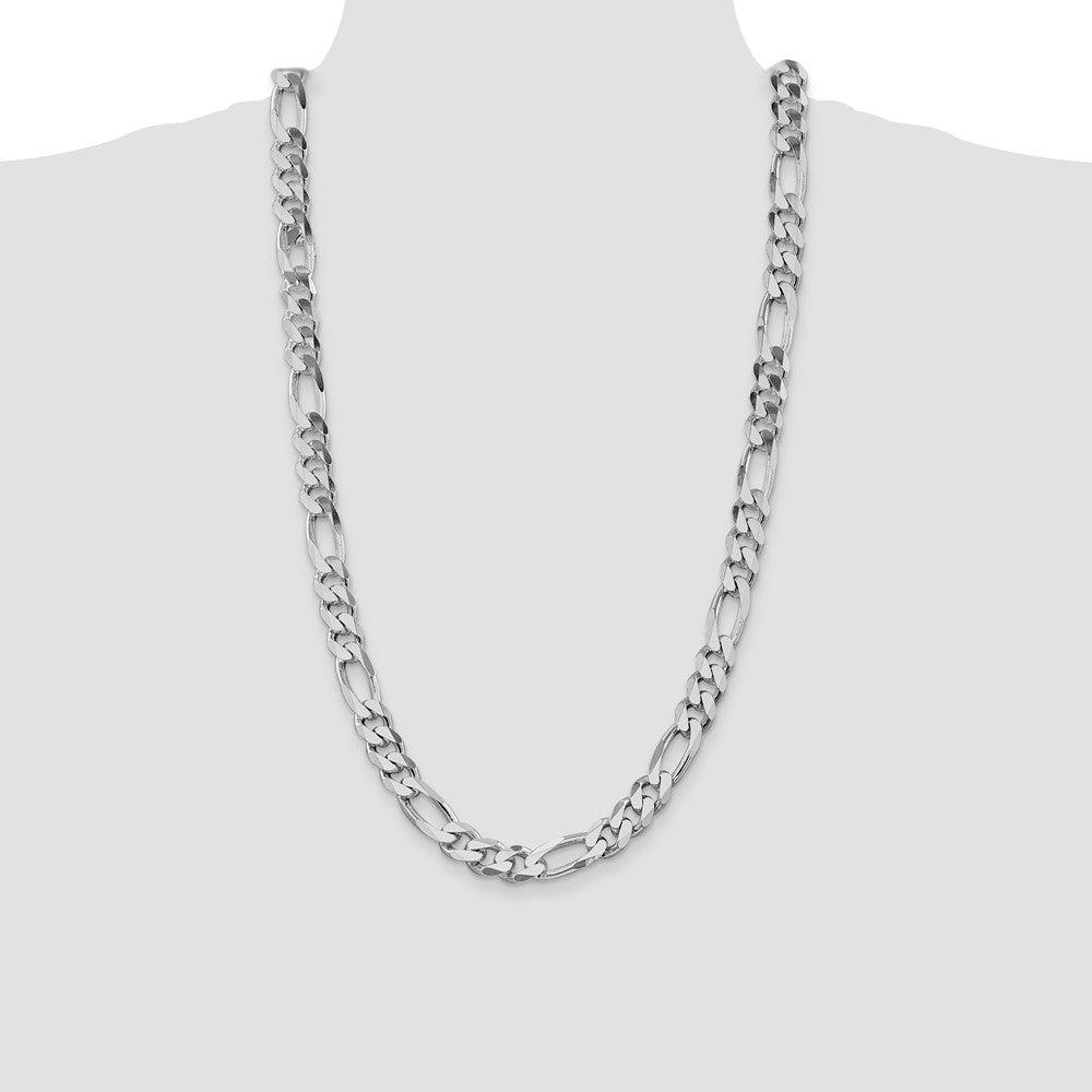 High-Quality Rhodium-Plated Sterling Silver 10.75mm Figaro Chain - Stylish Value