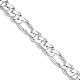Buy Stylish Rhodium-Plated Sterling Silver 10.75mm Figaro Chain - Affordable Luxury