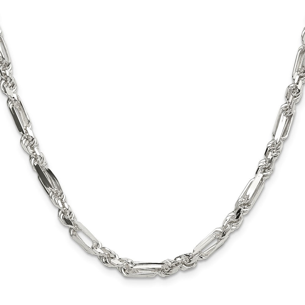 Buy Stylish Sterling Silver 4.75mm Diamond-Cut Figaro Chain - Luxury Value