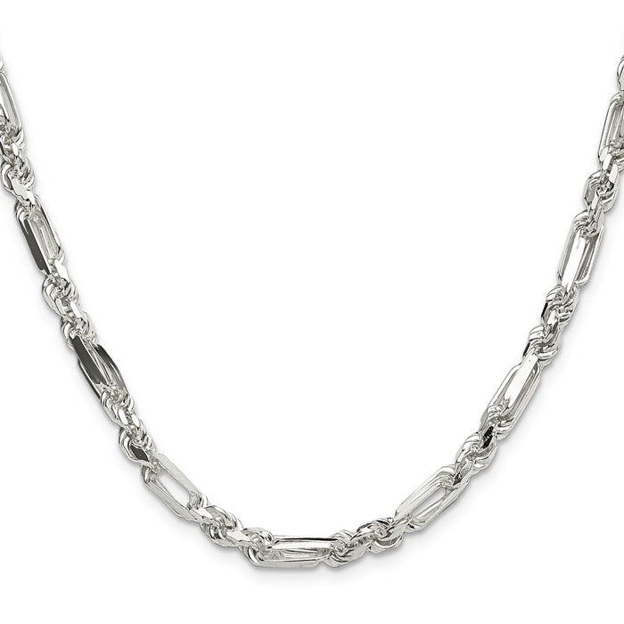 Buy Stylish Sterling Silver 4.75mm Diamond-Cut Figaro Chain - Luxury Value-2