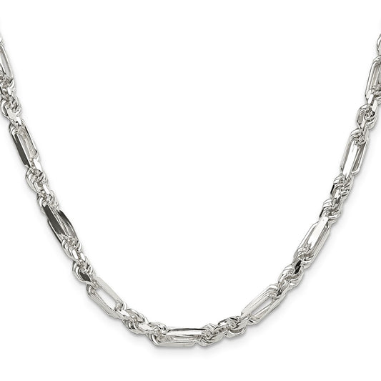 Buy Stylish 4.75mm Diamond-Cut Figaro Chain in High-Quality Sterling Silver