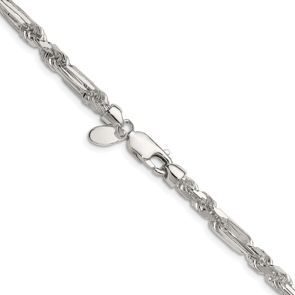 Buy Stylish Sterling Silver 4.75mm Diamond-Cut Figaro Chain - Luxury Value