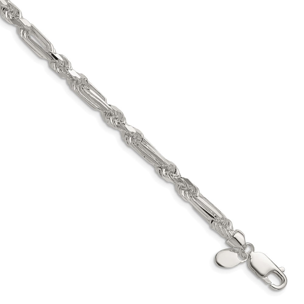 Exclusive 4.75mm Diamond-Cut Figaro Chain in Sterling Silver - Stylish Value