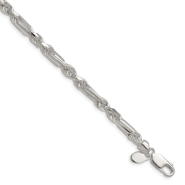4.75mm Diamond-Cut Figaro Chain in Sterling Silver - Style GR1-1030497