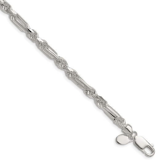 Exclusive 4.75mm Diamond-Cut Figaro Chain in Sterling Silver - Stylish Value