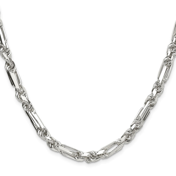 Sterling Silver 6mm Double Curb Figaro Chain - Style GR1-1032917