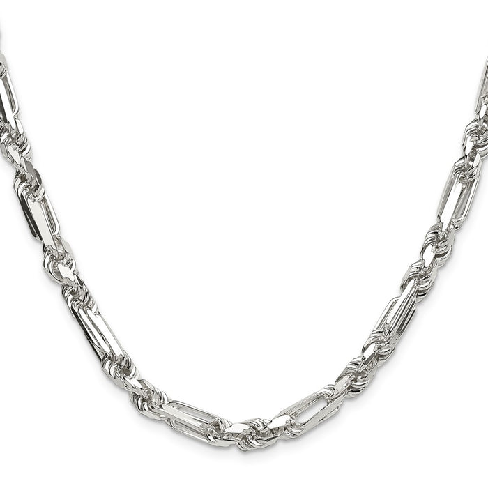 Buy Exclusive 6mm Sterling Silver Double Curb Figaro Chain | Affordable Luxury-2