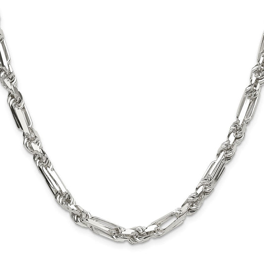 High-Quality 6mm Sterling Silver Double Curb Figaro Chain - Stylish Value!