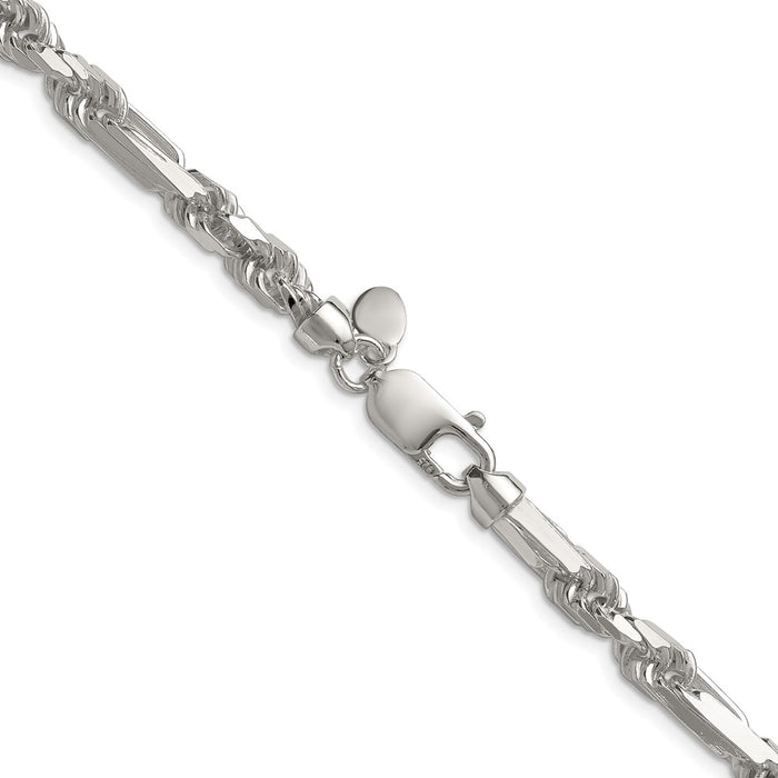 High-Quality 6mm Sterling Silver Double Curb Figaro Chain - Stylish Value!-3