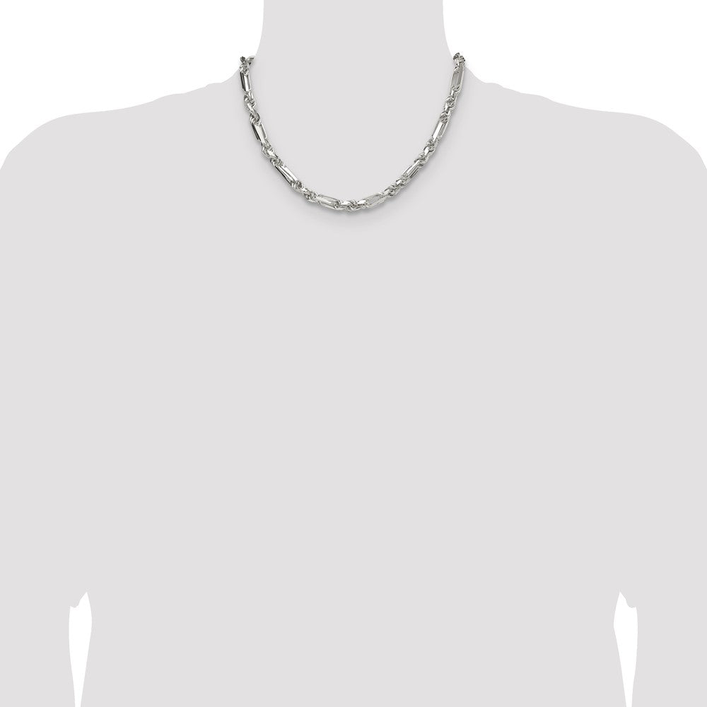 High-Quality 6mm Sterling Silver Double Curb Figaro Chain - Stylish Value!