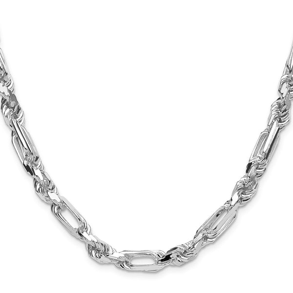 Sterling Silver 7mm Double Curved Figaro Chain