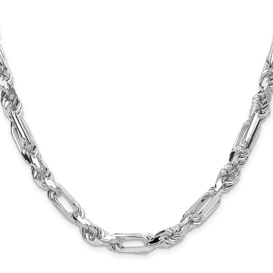 Designer 7mm Double Curb Figaro Chain in Sterling Silver - Stylish Value!