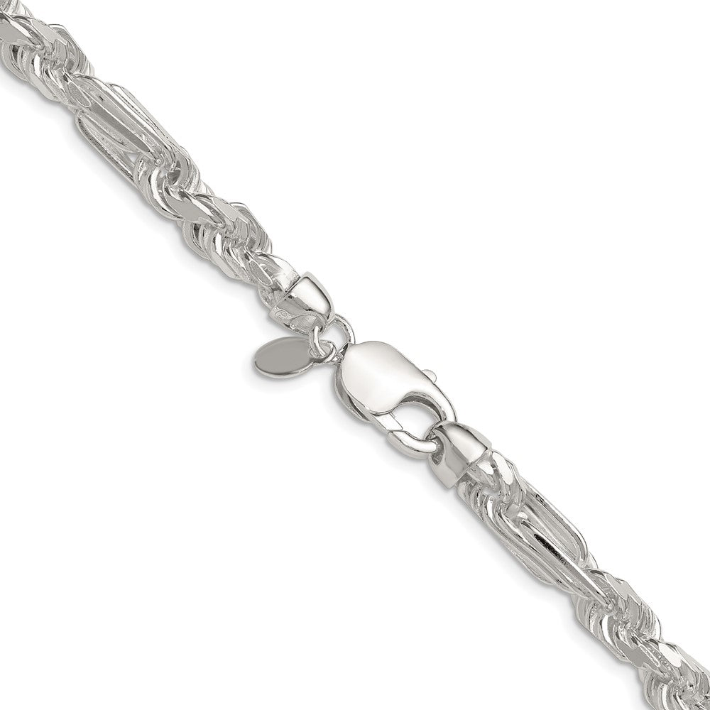 Designer 7mm Double Curb Figaro Chain in Sterling Silver - Stylish Value!