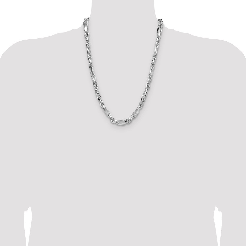 Buy Stylish 7mm Diamond-Cut Figaro Chain in High-Quality Sterling Silver