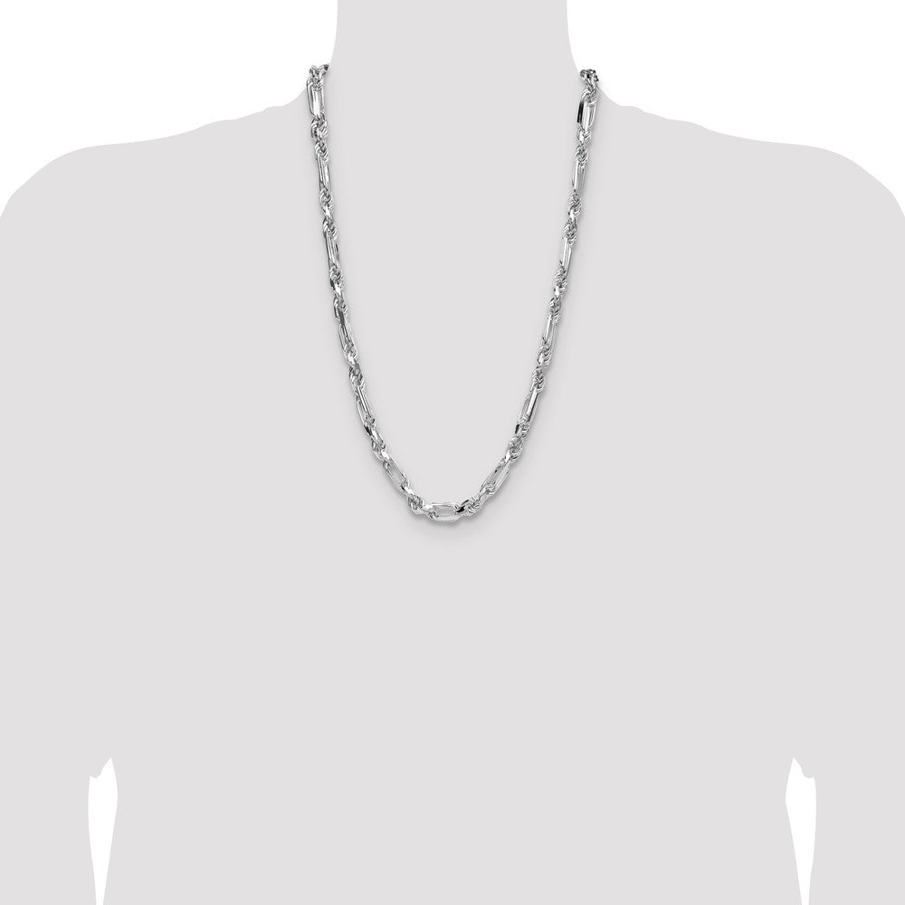 Exclusive 7mm Double Curb Figaro Chain in Sterling Silver - Affordable Luxury