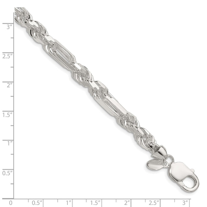 Buy Stylish 7mm Sterling Silver Double Curb Figaro Chain - Luxury Value!-2