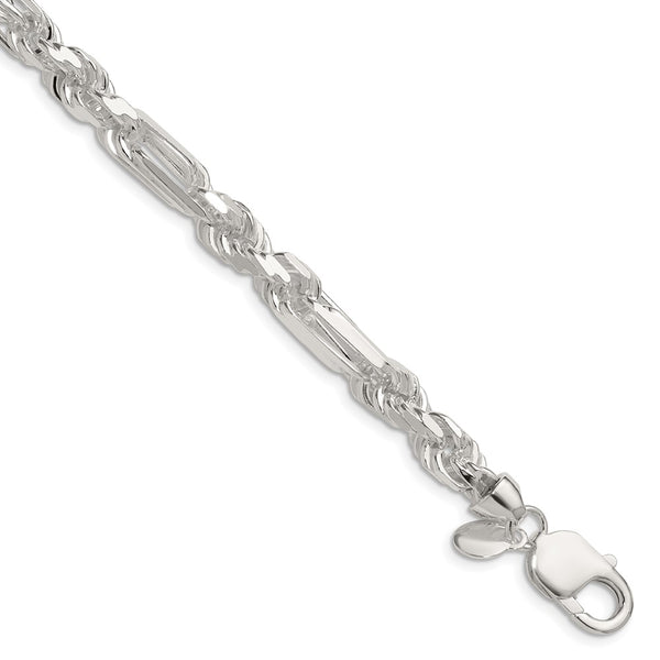 7mm Sterling Silver Double Curb Figaro Chain