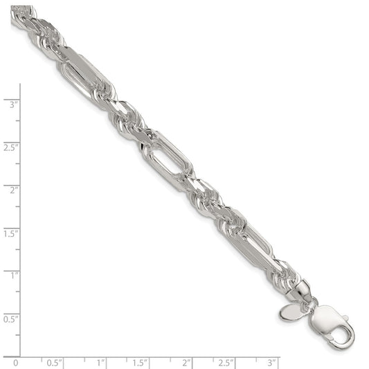 Buy Stylish 8mm Sterling Silver Double Curb Figaro Chain - Affordable Luxury!